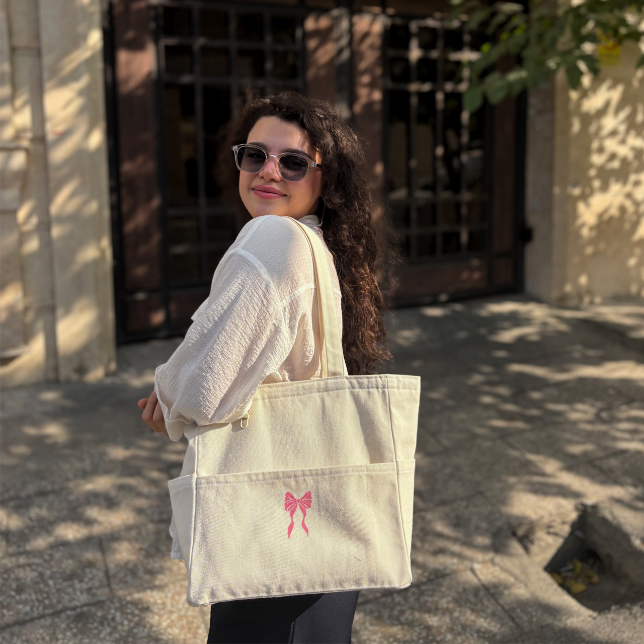 bag-papion کیف سپید ستی مدل پاپیون - تصویر 1